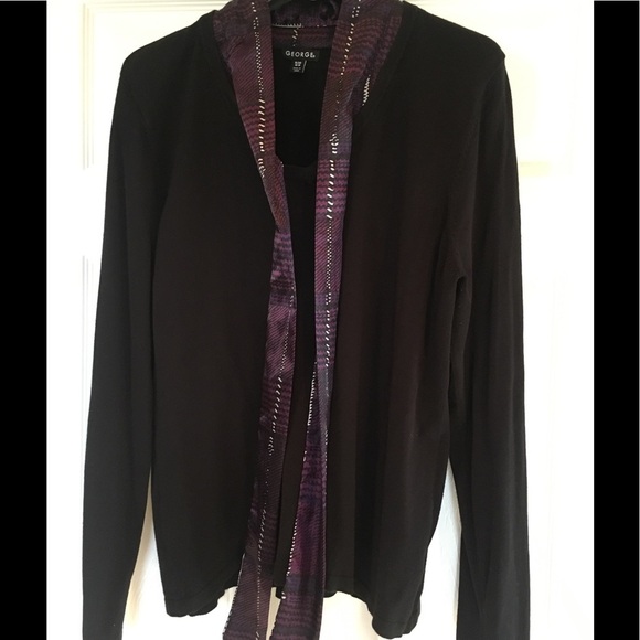 George Mock Layered Look Knit Top NWOT Purple - Picture 1 of 7